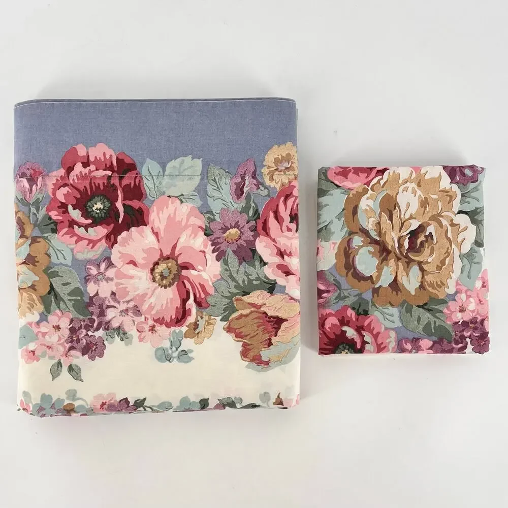 Vintage Cottagecore Floral Twin Sheet and Pillowcase 80s 1980s